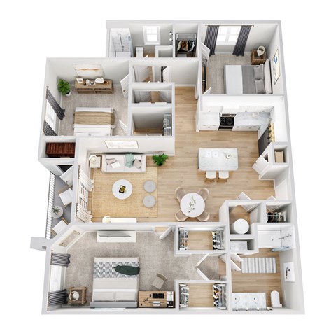 Three Bedroom Floor Plan at The Oasis at Surfside